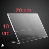 Papan Nama Meja Akrilik Bening Landscape Type L Ukuran 10x20cm Tebal 2mm - Desk