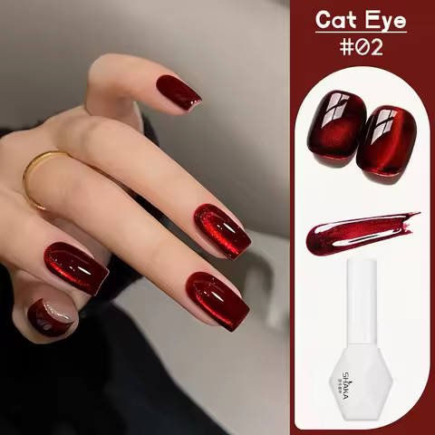 WS 6-Color 10ml Red Glass Bead Cat Magnetic Gel Ultra Shine Semi Permanent Soak Off UV Gel Christmas