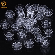 ♛SL 25Pcs Empty Bobbins Sewing Machine Spools Clear Plastic with Case Storage for Brother Janome Singer Elna