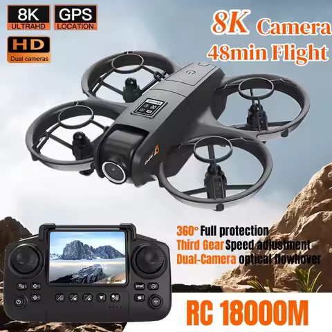 Drone 8K Professional 360° Dual Cameras Long Battery Life GPS 5G WIFI Brushless Motors Obstacle Avoi