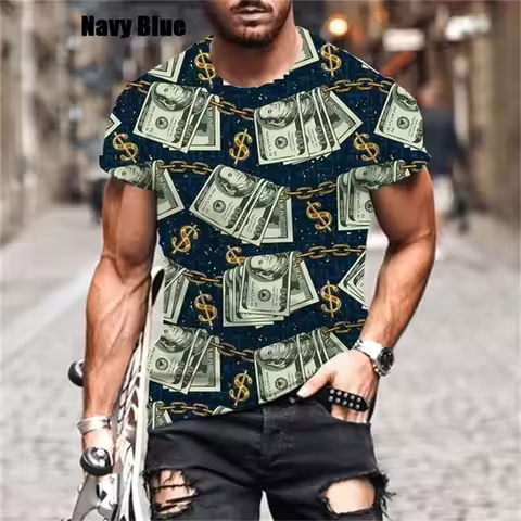 New Fashion Dollar Men Women Spring Summer 3D Printed Short Sleeves T Shirts Casual Fashion Round Ne
