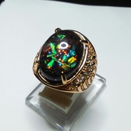 Black Opal Kalimaya Stone Ring