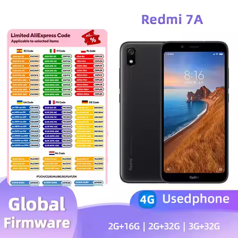 Redmi 7A 4G Android 5.45 inch RAM 2GB ROM 16GB 13MP 1400*720PX 4000mAh Used phone