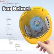 KODICEP1 Rechargeable Fan Helmet, 4 Gears Waterproof Safety Helmet with Fans, Safety 1/2/4pcs Fans R