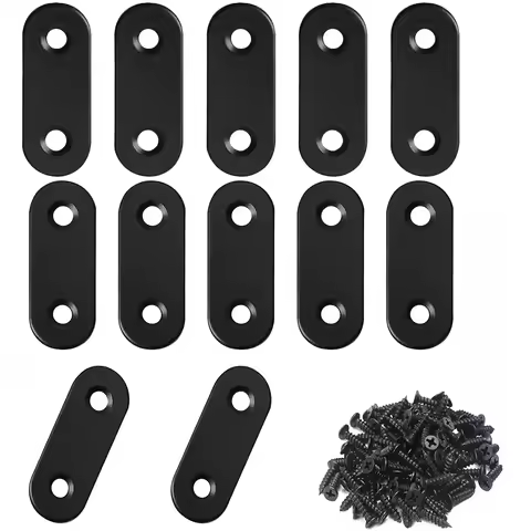 10 sets of black flat right-angle brackets, metal repair brackets, right-angle brackets for supports