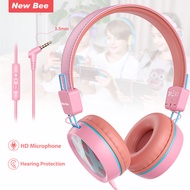 New Bee KH20 หูฟังสำหรับเด็ก with Microphone 85dB Safe Volume Limited Wired kids Headphone Girls Boy