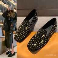 SG Hot  Square Toe Rhinestone Flat Soft Sole Single Shoes2Western Style024Autumn New Versatile Wide 