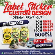 STICKER MIRRORCOAT | 7cm - 10cm | CUSTOM MADE LABEL PRODUK / BIRTHDAY / KAHWIN (SHIP IN 1DAY)