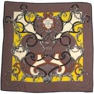 愛馬仕 Carre 140 L'Instruction du Roy（皇家訓誡）絲絨羊絨方巾ブラウン1734 [二手] 愛馬仕