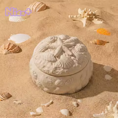 Azulmostaza x BN La Isla Bonita Shell Secret Box Silicone Mold DIY Candle Jar Gypsum Making Mould Ho