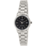 Casio Ladies LTP-V002D-1A LTP-V002D-1AUDF LTP-V002D-1 LTPV002D-1A Black Round Dial Stainless Steel W