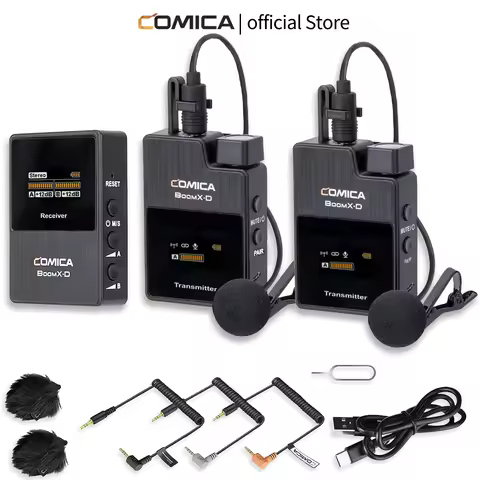 Comica BoomX-D 2.4G Wireless Microphone Dual-channel Lapel Microphone Condenser Lavalier Mic For PC 