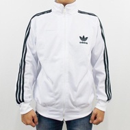 JAKET ADIDAS FIREBIRD PUTIH LIST HITAM SIZE M L XL XXL XXXL - JAKET OLAH RAGA PRIA - SWEATER TRAININ