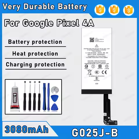 3080mAh 100% New G025J-B Battery For Google Pixel 4A Replacement Bateria+Free Tools