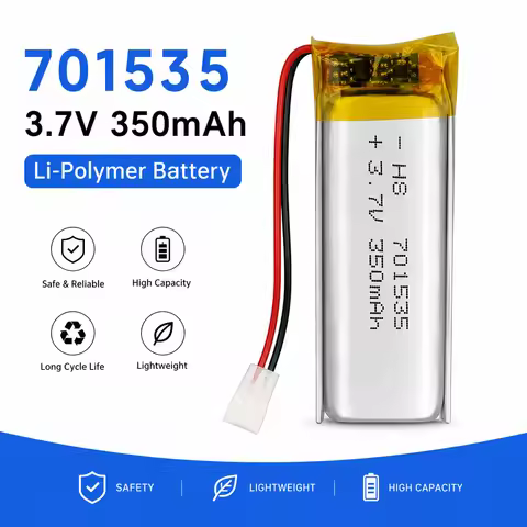 701535 3.7V 350mAh 701535 Li-Polymer Battery Safe Replacement for Bluetooth Earphone, Dog Training D