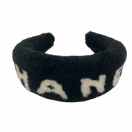 CHANEL 香奈兒 LOGO 搖粒絨 髮箍 黑色