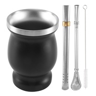 vlag <br>Double-Wall Stainless Yerba Mate Gourd Tea Cup Set Coffee Water Cup with 2 Bombillas Straws