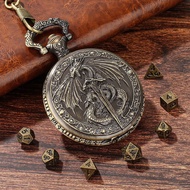 Mini Dice Set (With Free Storage Bag), Dragon Sword Pocket Watch Box, Includes 7pcs Multi-Sided D20 