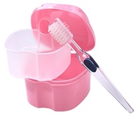Corla Art False Teeth Denture Case with Strainer， Denture Bath Retainer Container， Dentures Box， Mou