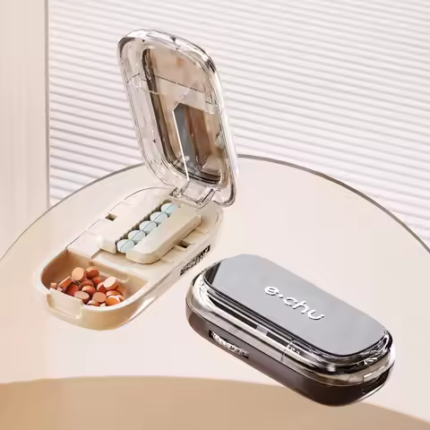 Adjustable Pill Cutter Splitter for Multiple Pills At A Time 1/2 1/4 Pill Cutter with Hidden Sharp B