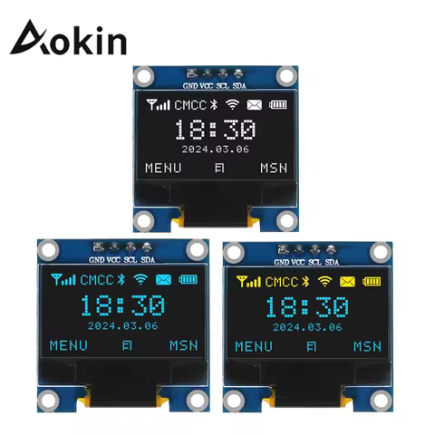 Aokin 0.96 inch Oled IIC Serial White OLED Display SSD1315 128X64 I2C 12864 LCD Screen Board for Ard