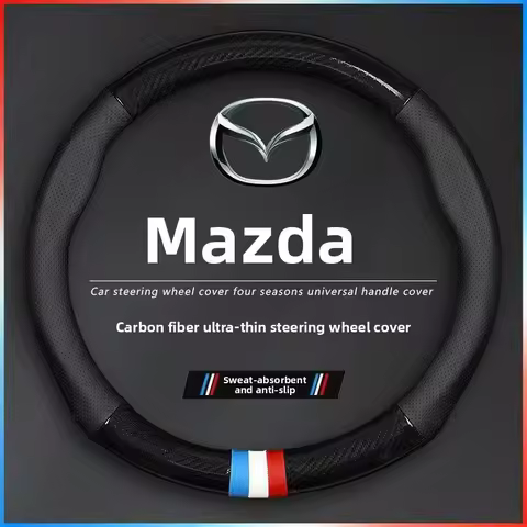 Carbon Leather Car Steering Wheel Cover for Mazda 2 3 6 CX50 CX5 CX30 CX90 CX60 MX5 bt50 2024 2025 2