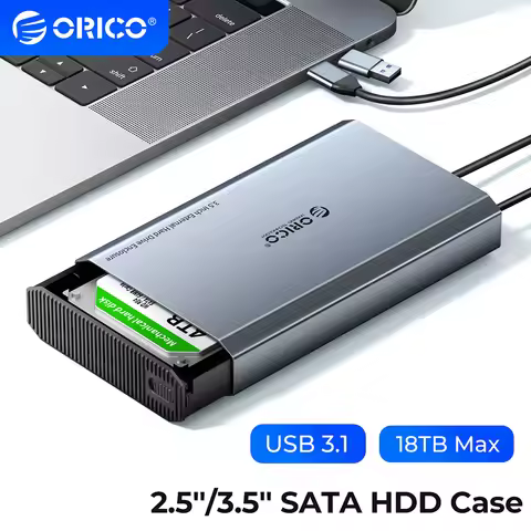 ORICO 2.5'' 3.5" SATA Hard Drive Enclosure USB 3.2 Gen 2 SSD HDD External Case Type C Cover HD Stora