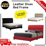 Living Mall Shivom Series Leather Divan Bed Frame In 3 Designs - All Sizes Available.