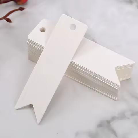 50-100pcs 7x2cm White Kraft Paper Tags Blank Handmade Gift Hang Tag Labels Jewelry Box Card Bags Pac