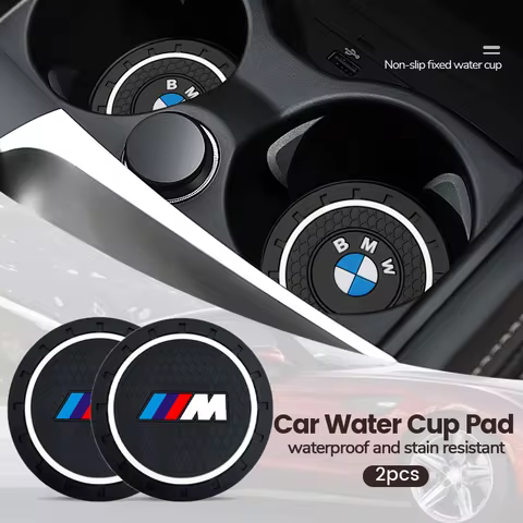 2pcs Car Coasters Water Cup Holder Pads Cup Slot Non-Slip Mat Interior Accessories For BMW M M3 F30
