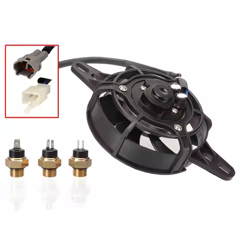 12V Motorcycle Cooling Fan Oil Cooler Engine Electric Radiator M16 Temp Sensor Switch For 150cc-250c