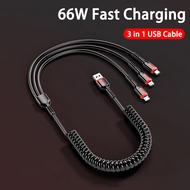 3 in 1 66W 6A Fast Charging USB Type C Cable Micro USB Cable for iPhone Charging Cable for Samsung X