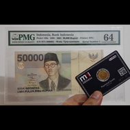 PMG64 50000 Rupiah W R Soepratman Serial Number 1 RTU000001 Uang Kuno