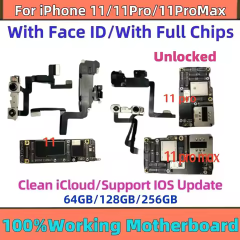 100% Working Unlocked Motherboard For iPhone 11/11Pro/11Pro max with/NO Face ID Mainboard Support iO