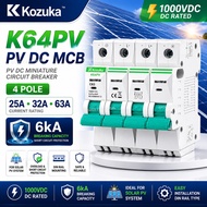 KOZUKA K64PV DC MCB 4P 25A 32A 63A 1000VDC Solar PV Circuit Breaker Miniature Circuit Breaker