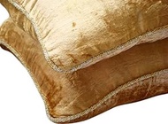 Fabric Mart Direct Pillow Case Zip, Gold Pillow Shams, Solid Color Beaded Cord Pillow Shams, 24x24 inch (60x60 cm) Pillow Shams, Square Velvet Pillow Sham, Contemporary Pillow Shams - Gold Shimmer