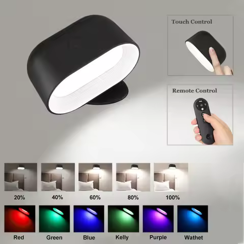 LED Wall Light Rechargeable Reading Lights 360° Rotation Magnetic Touch Remote Control Cabinet Spotl