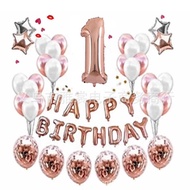 Rose Gold 1-90 Years Old Numbers _ HAPPYBIRTHDAY Alien Birthday Balloon Set