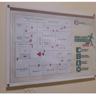Emergency route map evacuation sign board