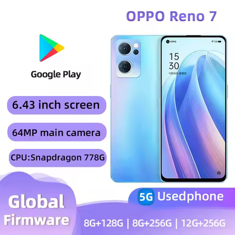 oppo Reno7 5G Android CPU Qualcomm Snapdragon 778G 6.43 inches 256GB ROM Screen 64MP camera 4500mAh 