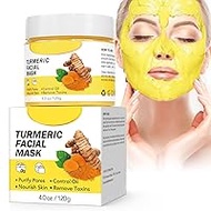 J TOHLO Turmeric Face Mud Mask, Face Clay Mask, Cleansing Mask, Deep Cleansing Control, Whitening, Brightening, Soothing, Moisturising Smear Mask