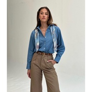 (Forward Wear Once Very New) AIMER-Essential Regular Fit Shirt Slim Women's In denim Color.