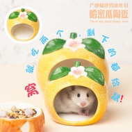 Sarang hamster seramik berwarna oren, rumah penyejuk untuk hamster emas, sarang tidur penyejuk, ruma