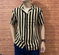 MUST Kemeja Stripe Pria Dewasa Lengan Pendek Hem Salur Distro Kasual Terlaris Kekinian