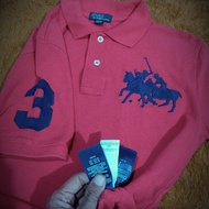 baju kerah polo ralph lauren big logo double pony red