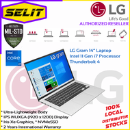 [Selit Trading] LG Laptop Gram 14.0'', 16:10 WUXGA (1920 x 1200) IPS Display, 11th Gen Intel Core i7 Processor (Certified Evo™ Platform), 16GB RAM, 512GB NVMe SSD and Thunderbolt™ 4, Quartz Silver [2 Years International Warranty Parts and Labor]