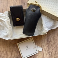 未使用品 80年代 Gucci 兩件套小皮件 墨鏡盒 眼鏡盒 卡包 卡片夾
