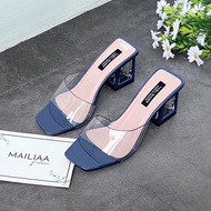 [ Miễn Phí Giao Hàng] Dép Cao Gót 7P Quai Trong Cách Điệu Gót Hộp Trong Suốt