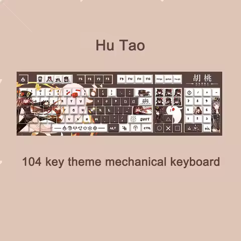 F104 Mechanical Keyboard Genshin Impact Game Customization TypeC USB 104 PBT Keycaps Red Blue Switch