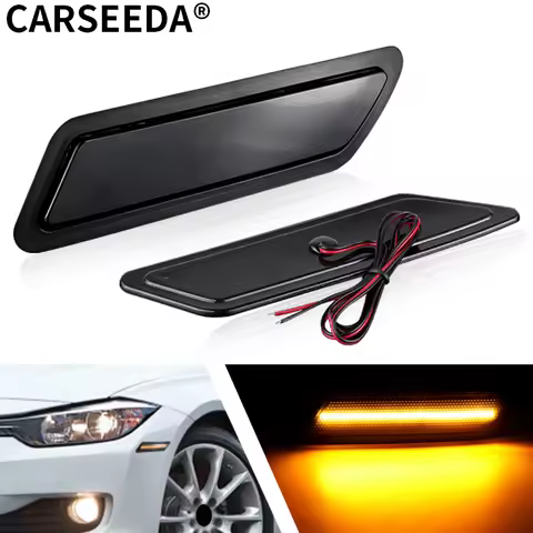 2Pcs LED Front Bumper Reflector Light Side marker Lamps Turn Signal Lights For BMW 3 F30 F31 320i 32